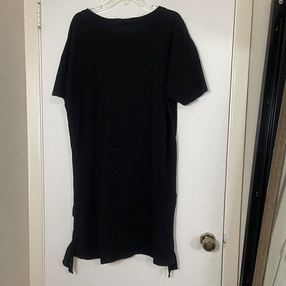 current elliott ruffle hem black short sleeve cotton tshirt dress size medium 2 - Picture 5 of 6